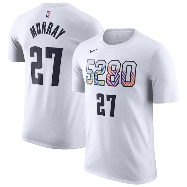 Men's White Denver Nuggets #27 Jamal Murray 2024/25 City Edition Name & Number T-Shirt